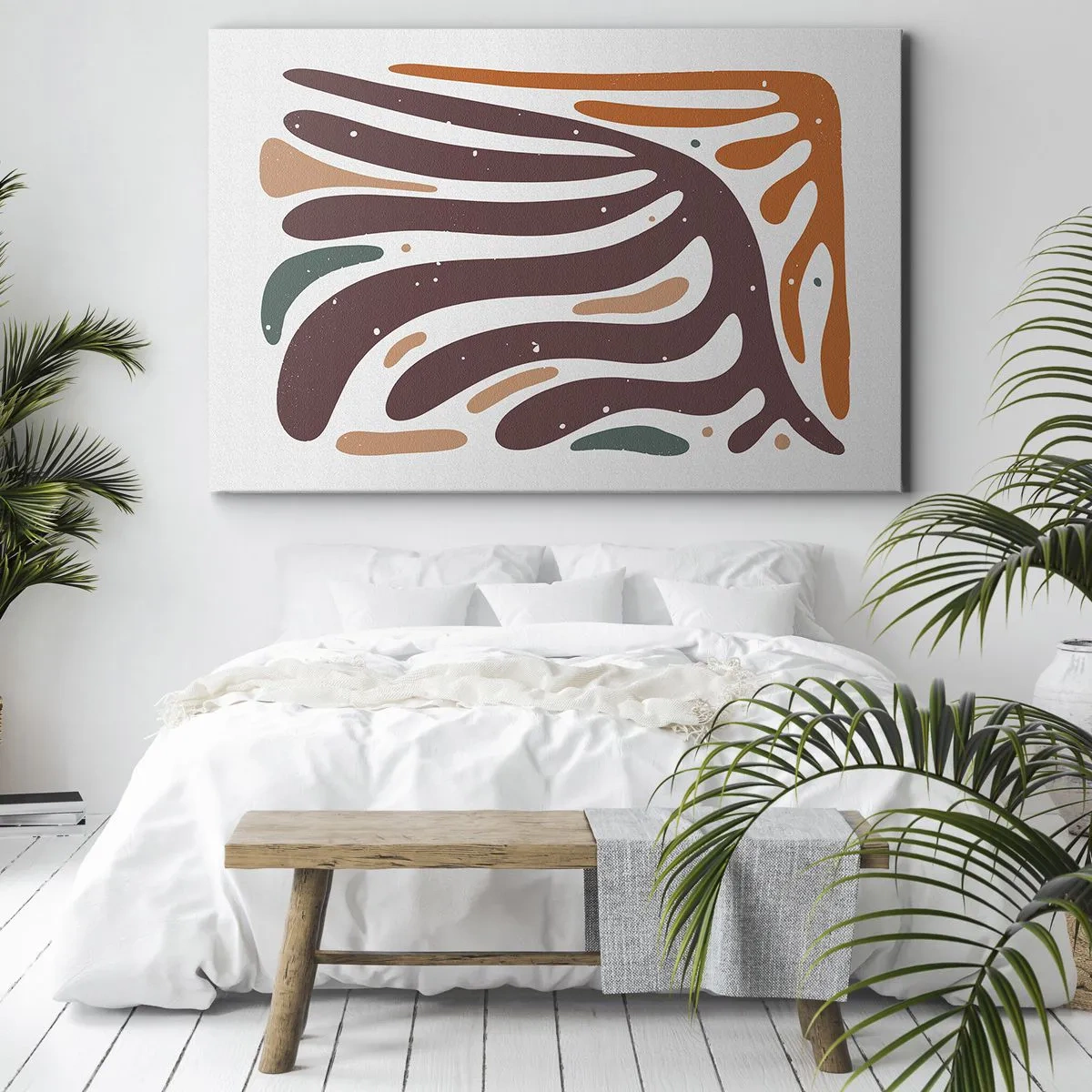 Obraz na plátně - Organický vzor se zářivými liniemi v teplých odstínech - 70x50cm - Organická a radiální kompozice - Moderní nástěnná dekorace do obývacího pokoje a ložnice ARTTOR