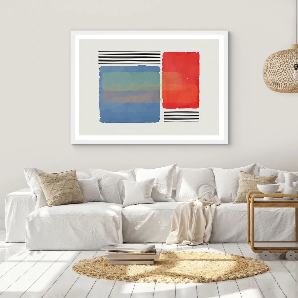 Plakát v bílém rámu - Duch a písmeno geometrie - 40x30 cm