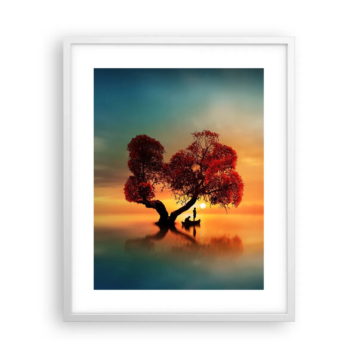 Plakát v bílém rámu - Voda a ticho vesmíru - 40x50 cm