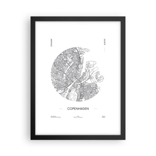 Plakát v černém rámu - Anatomie Kodaně - 30x40 cm