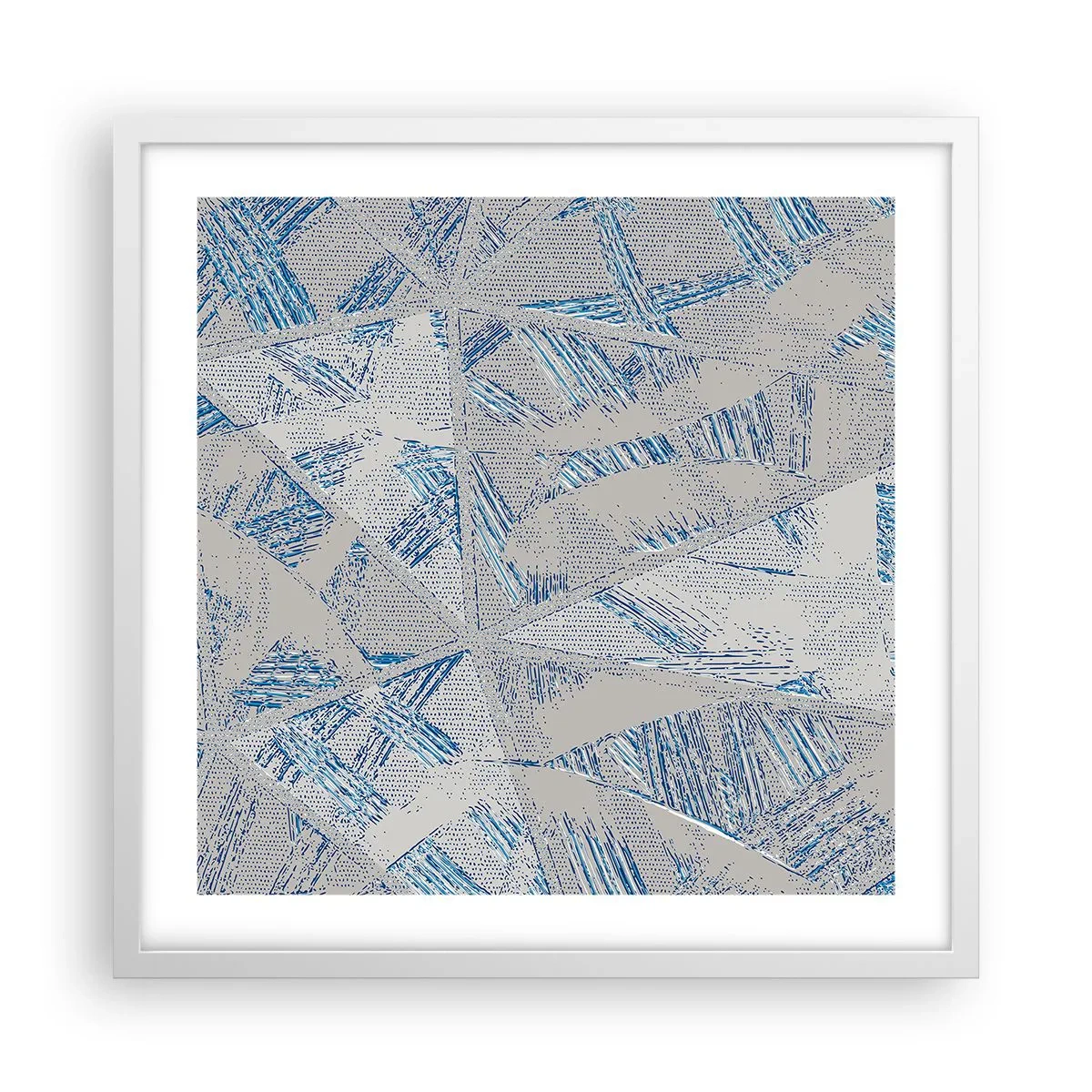 Plakát v bílém rámu - V šedomodrém labyrintu - 50x50 cm