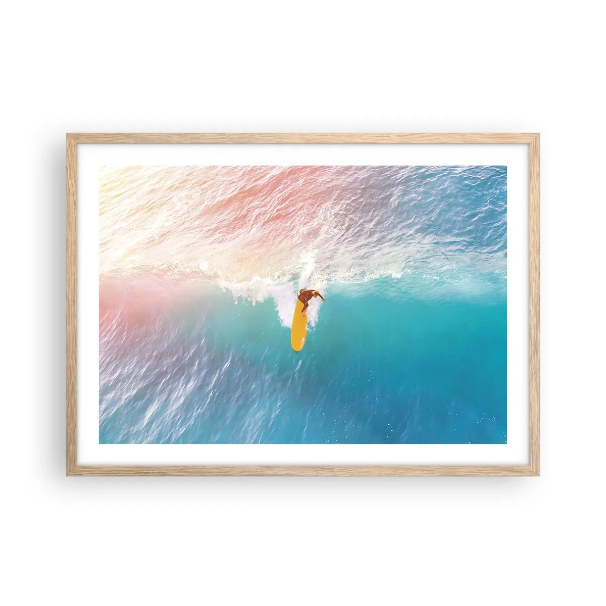 Plakát v rámu světlý dub - Oceanický jezdec - 70x50 cm