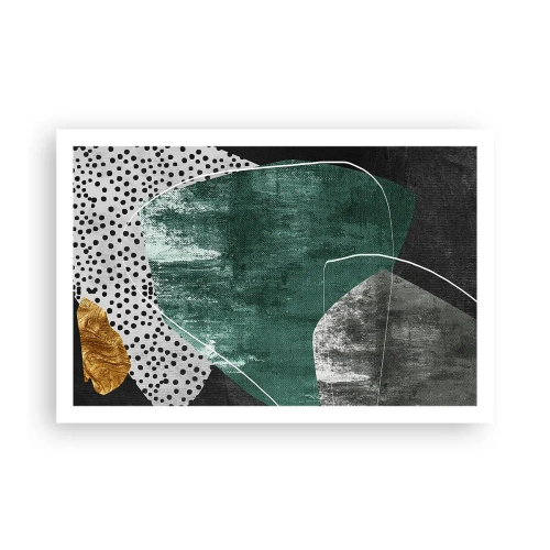 Plakát - Barevná abstrakce se zlatou vločkou - 91x61 cm