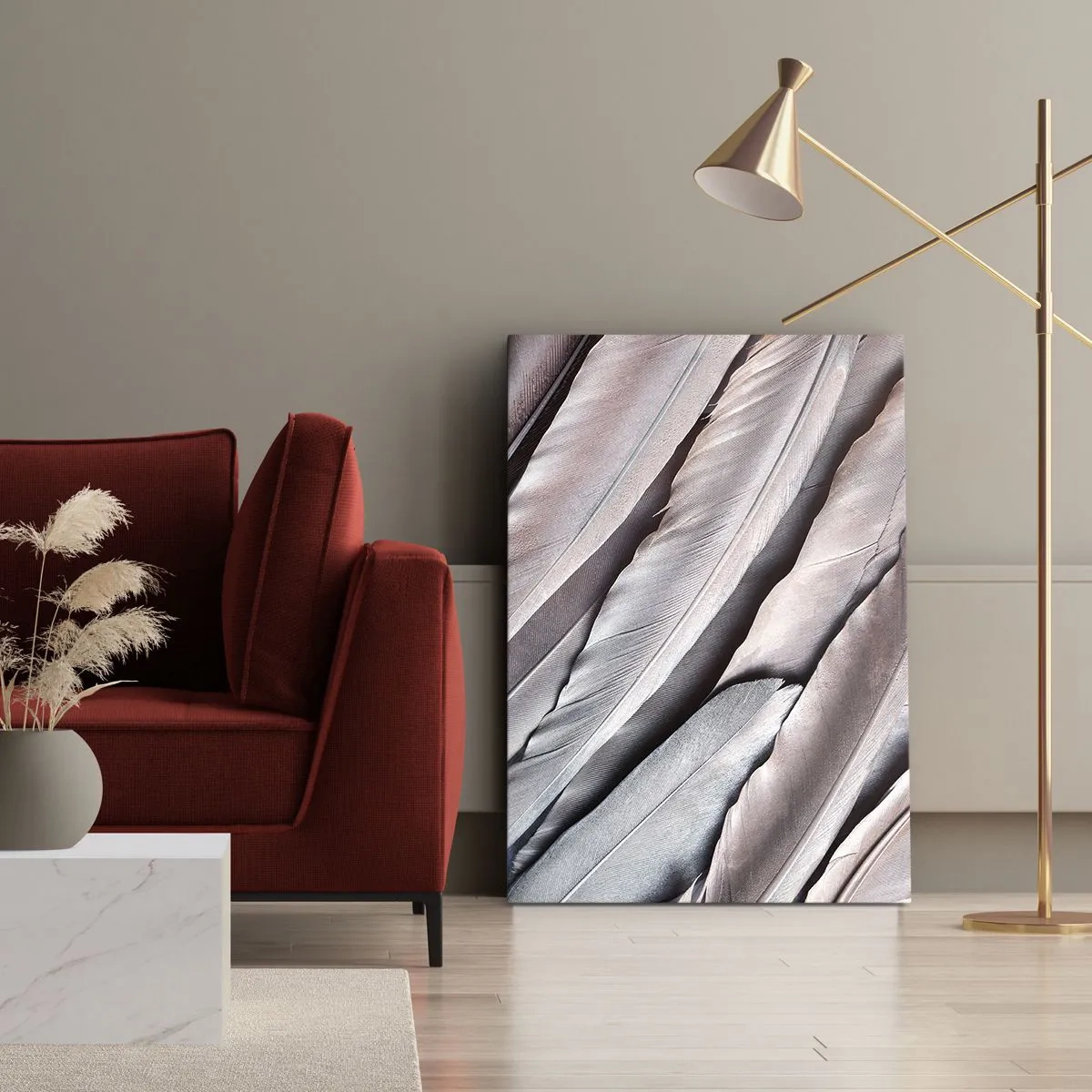 Obraz na plátně - V růžové a stříbrné - 65x120 cm