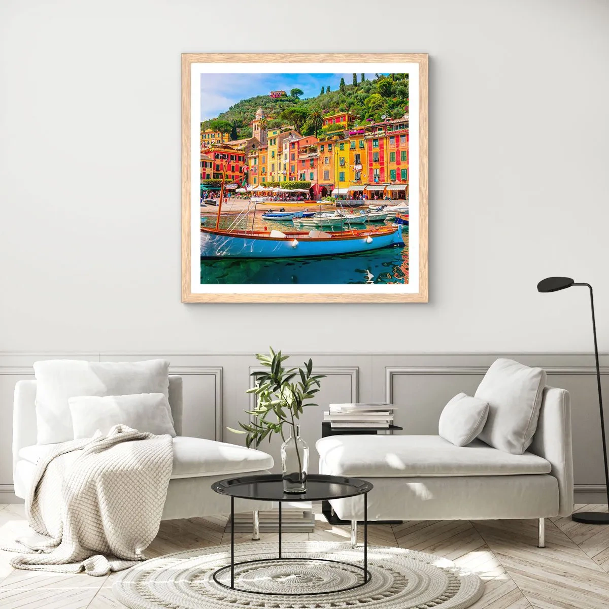 Plakát v rámu světlý dub - Italské dopoledne - 30x30 cm