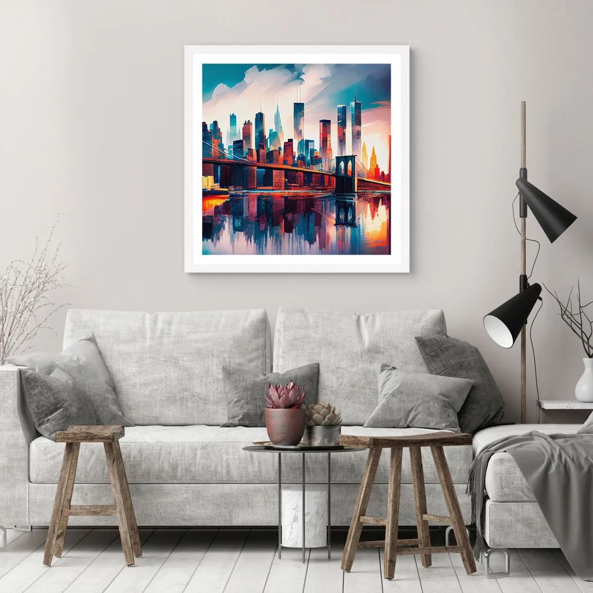 Plakát v bílém rámu - Famózní New York - 40x40 cm