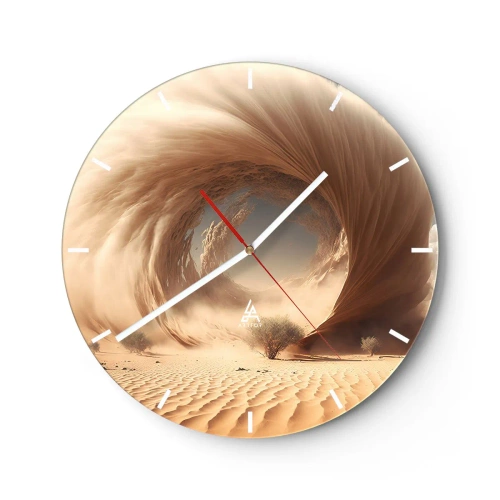 Nástěnné hodiny - Pouštní krajina s vířivou portálovou strukturou - 30x30cm - Otevřený portál - Moderní nástěnná dekorace do obývacího pokoje, kuchyně a ložnice ARTTOR