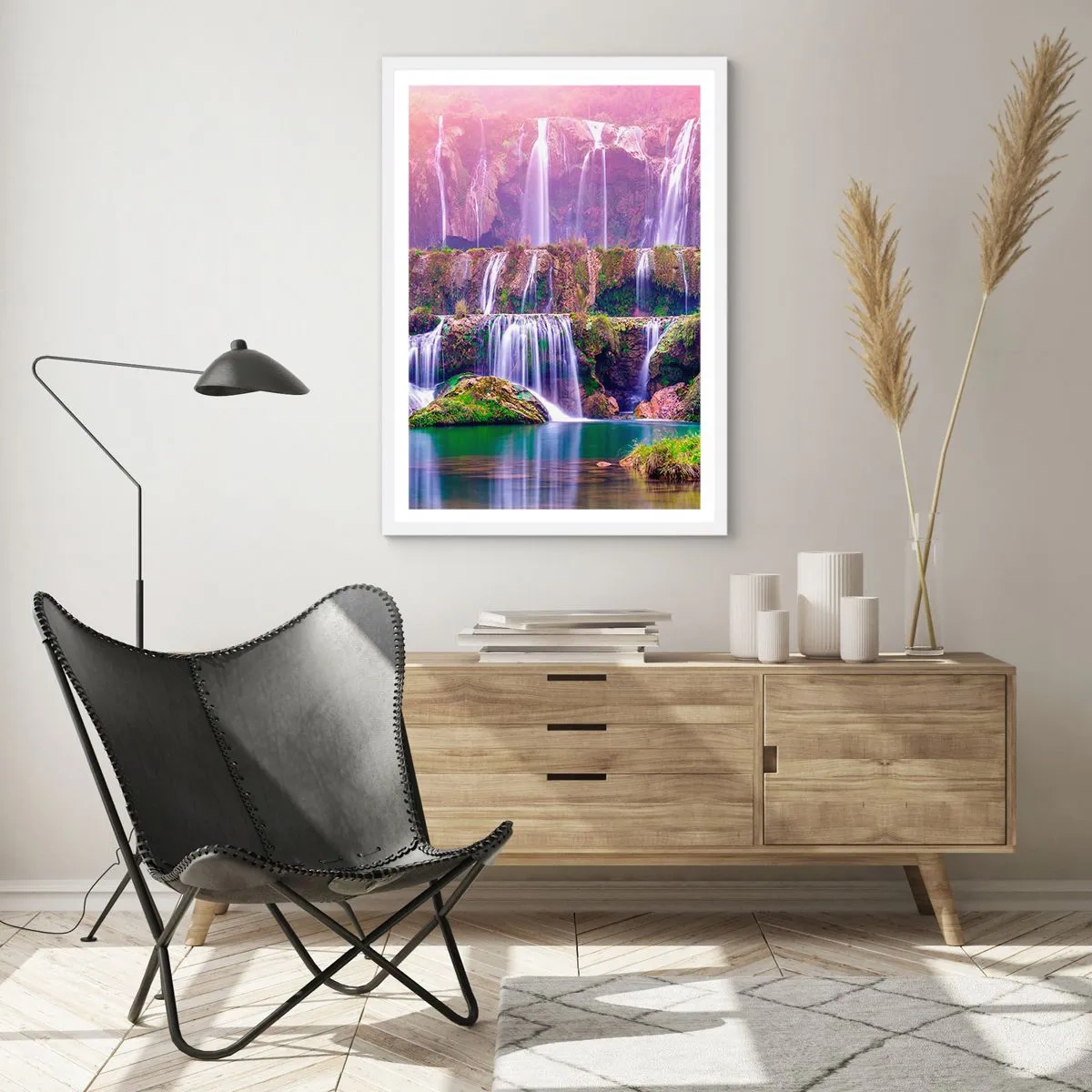 Plakát v bílém rámu - Schody do nebe - 30x40 cm