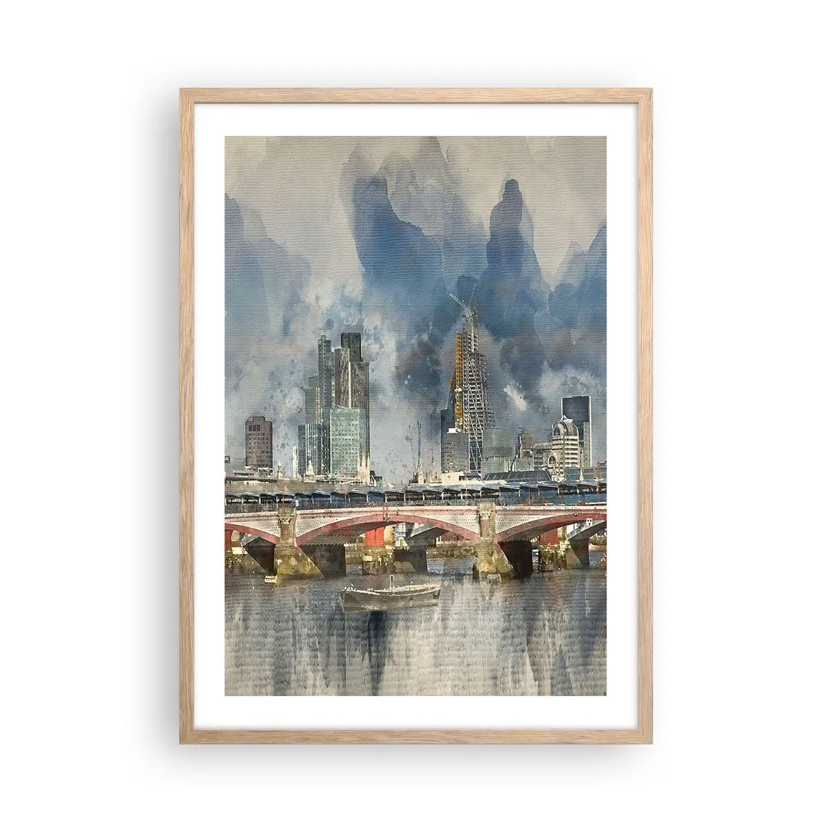 Plakát v rámu světlý dub - Londýn v celé své kráse - 50x70 cm