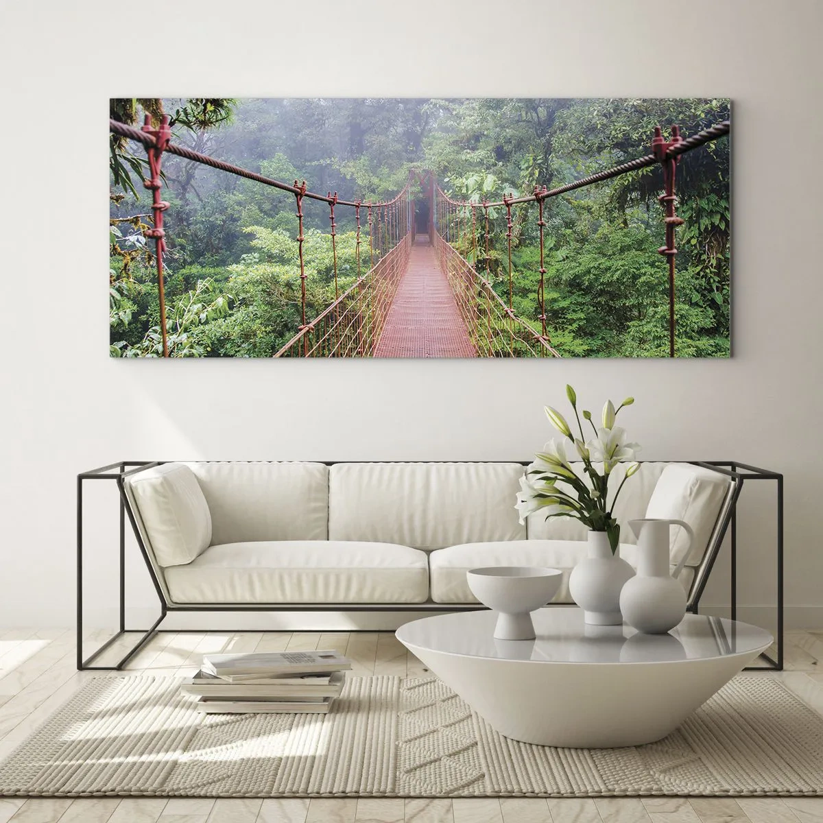 Obraz na skle - Zavěšený nad korunami - 120x50 cm