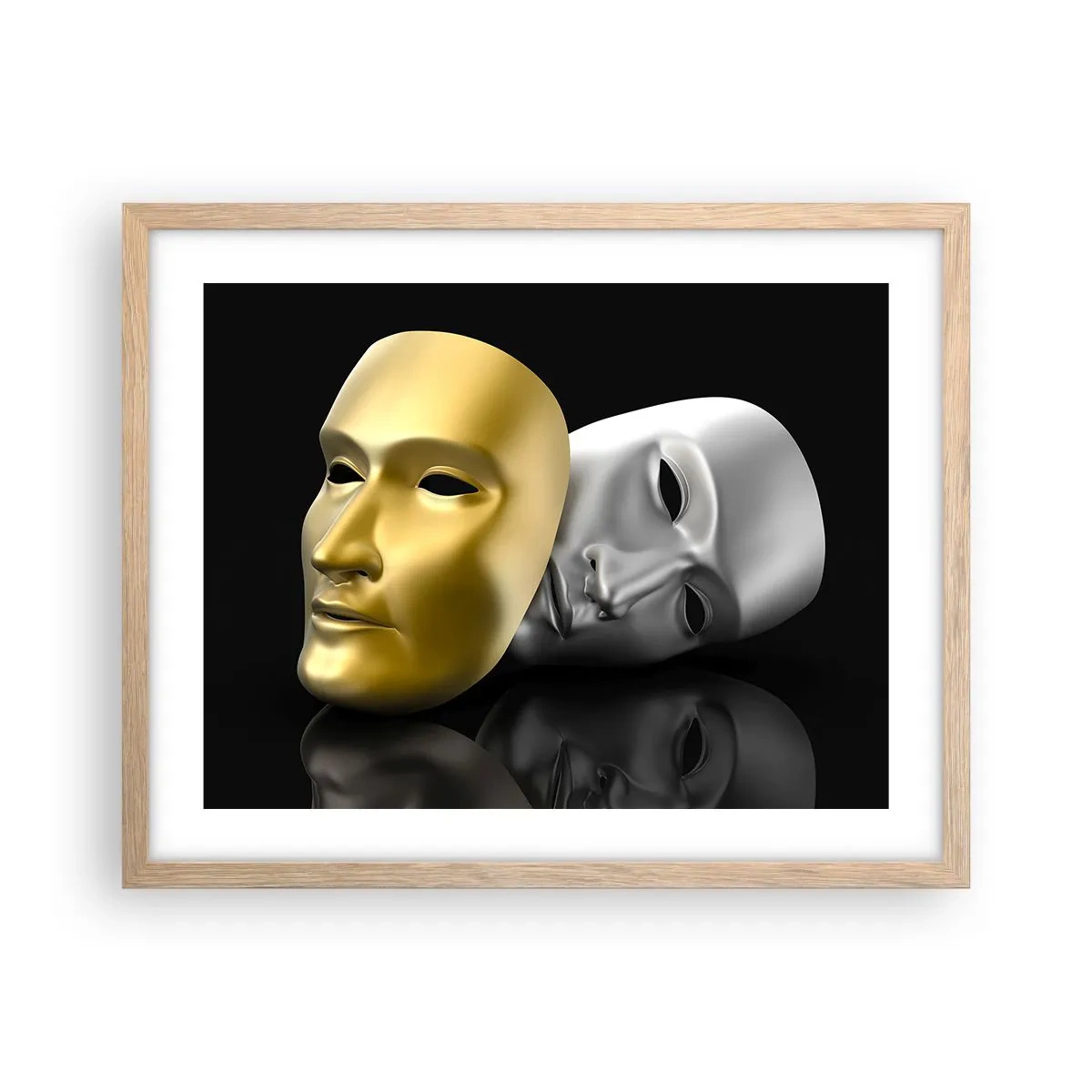 Plakát v rámu světlý dub - Život je divadlo - 50x40 cm