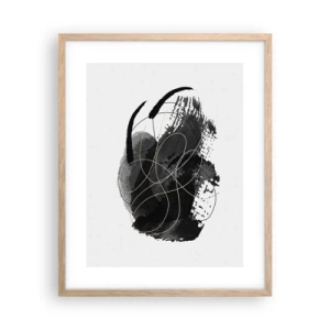 Plakát v rámu světlý dub - Upletené z černé - 40x50 cm