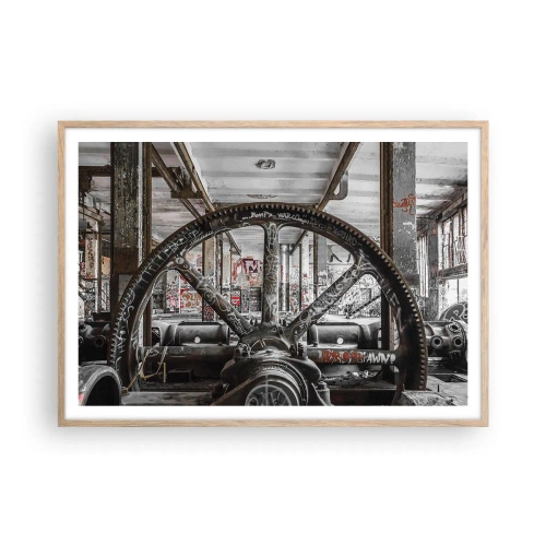 Plakát v rámu světlý dub - Tajný život továrny - 100x70 cm