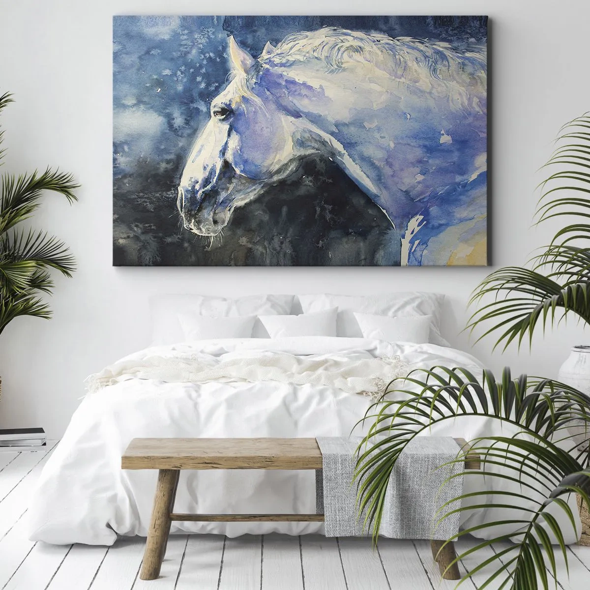 Obraz na plátně - Portrét v modré záři - 70x50 cm