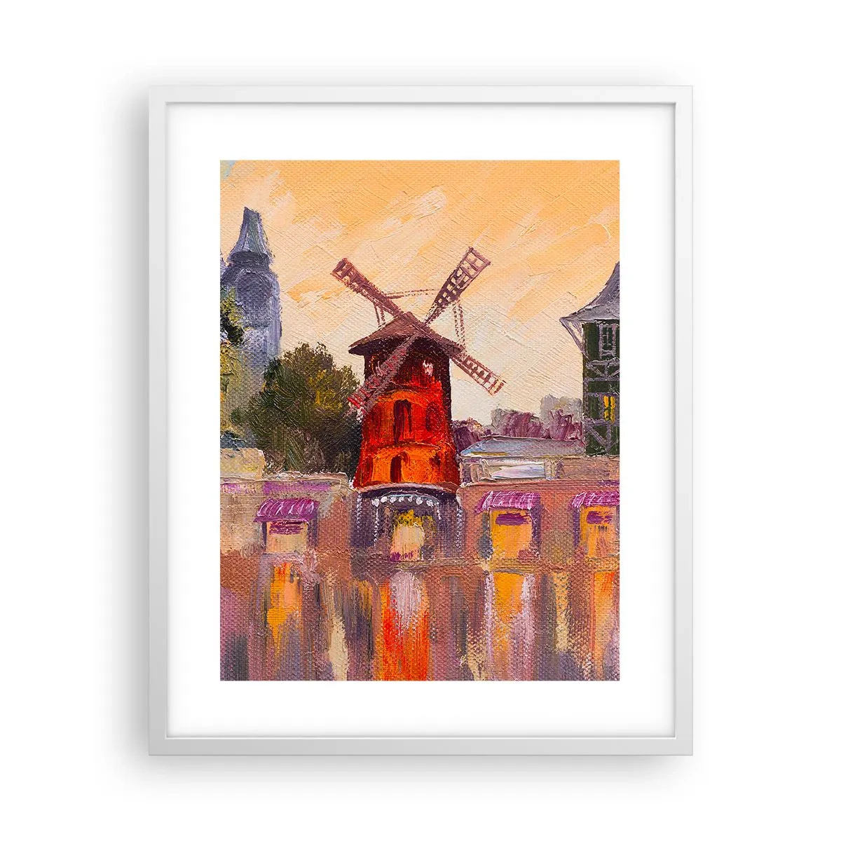 Plakát v bílém rámu - Pařížské ikony – Moulin Rouge - 40x50 cm