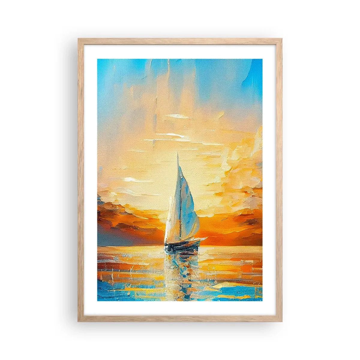 Plakát v rámu světlý dub - Plavba ve zlatě - 50x70 cm