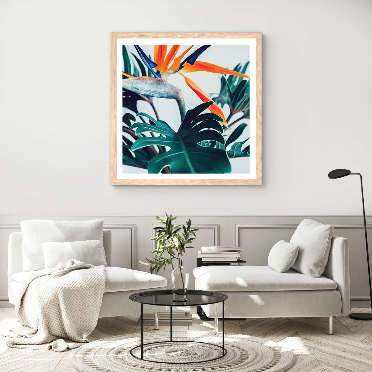 Plakát v rámu světlý dub - Ptákeř - 30x30 cm