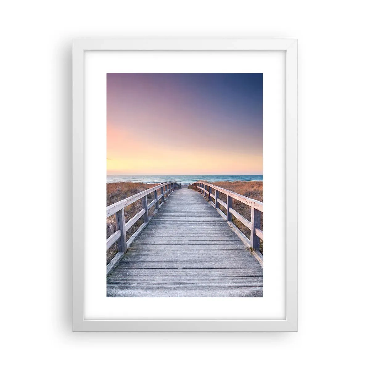 Plakát v bílém rámu - Baltská večerní polární záře - 30x40 cm