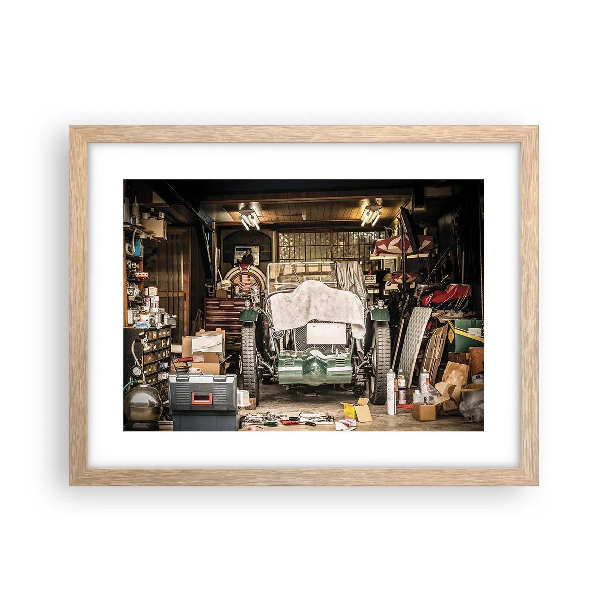 Plakát v rámu světlý dub - Zpět do minulosti - 40x30 cm