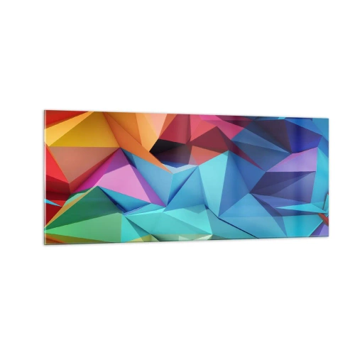 Obraz na skle - Duhové origami - 100x40 cm