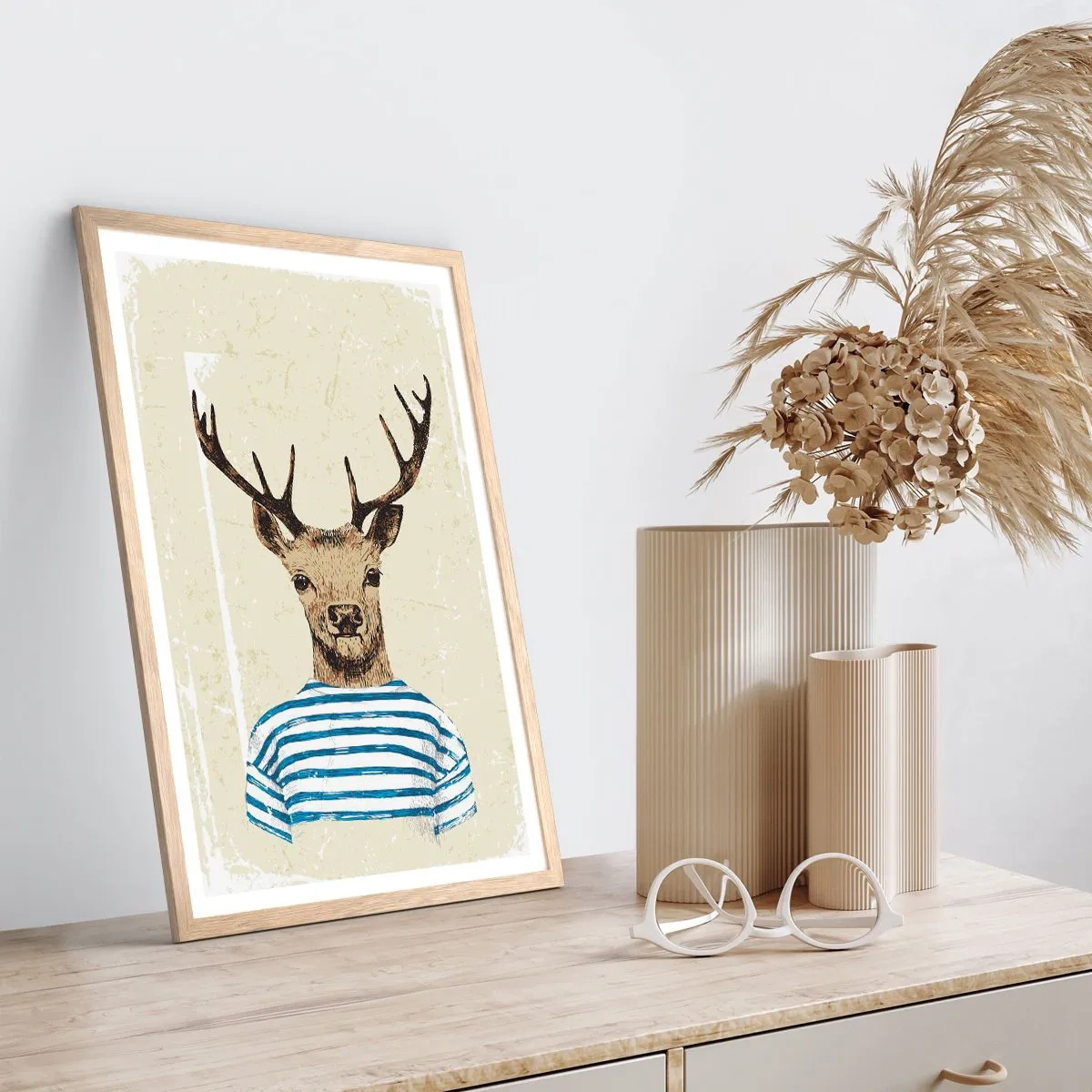 Plakát v rámu světlý dub - Protože mám rád pruhované košile! - 70x100 cm