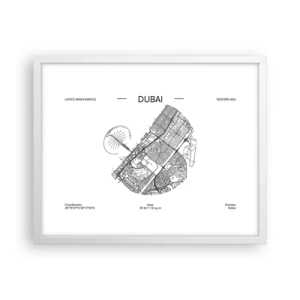 Plakát v bílém rámu - Anatomie Dubaje - 50x40 cm