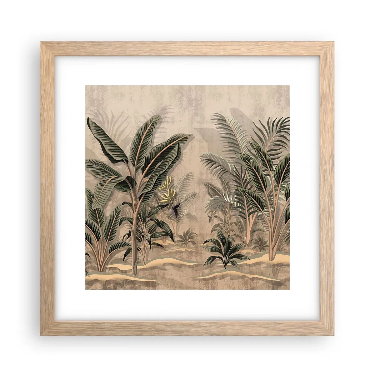 Plakát v rámu světlý dub - Rytina v koloniálním stylu - 30x30 cm