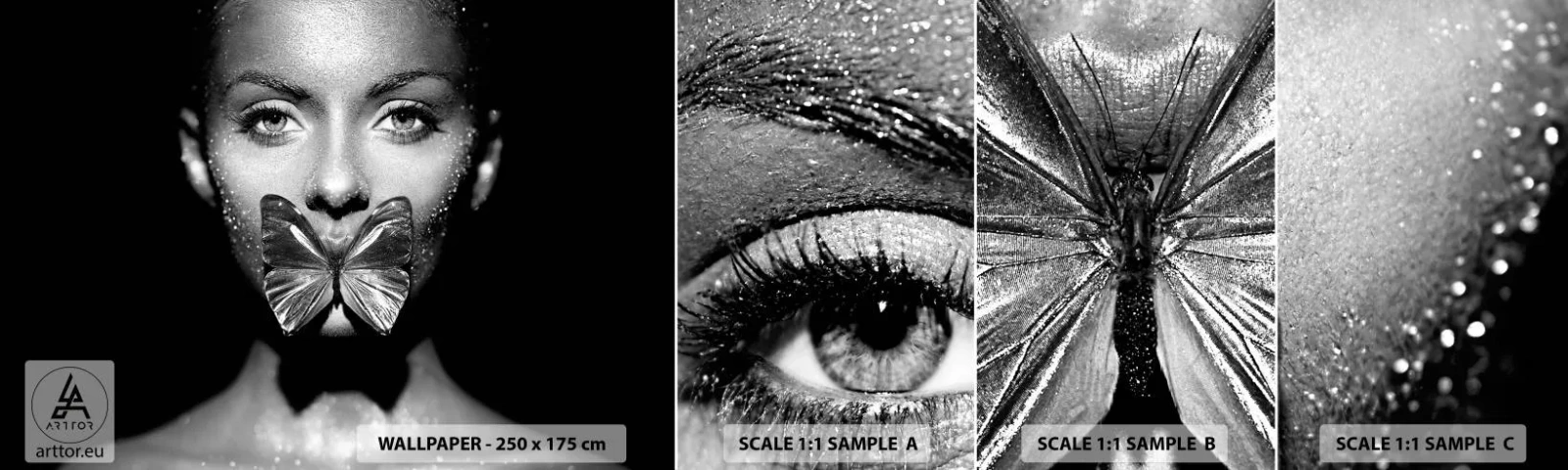 Fototapeta Vzorek Standard Eco - Motýlí polibek - Abstrakce, Žena, Motýl - 100x30 cm