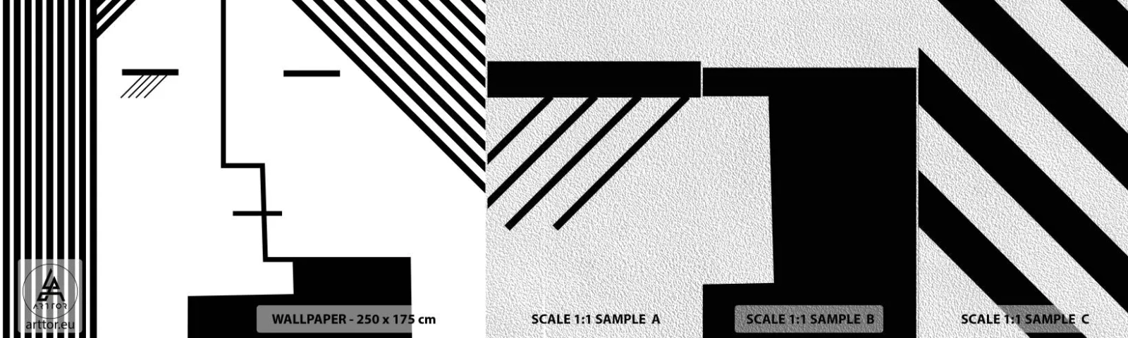 Vzor Fototapety Premium Sand - Prostě polibek - Moderní umění, Černý a bílý, Tvář - 100x30 cm