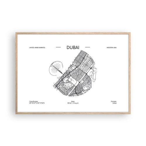 Plakát v rámu světlý dub - Anatomie Dubaje - 100x70 cm