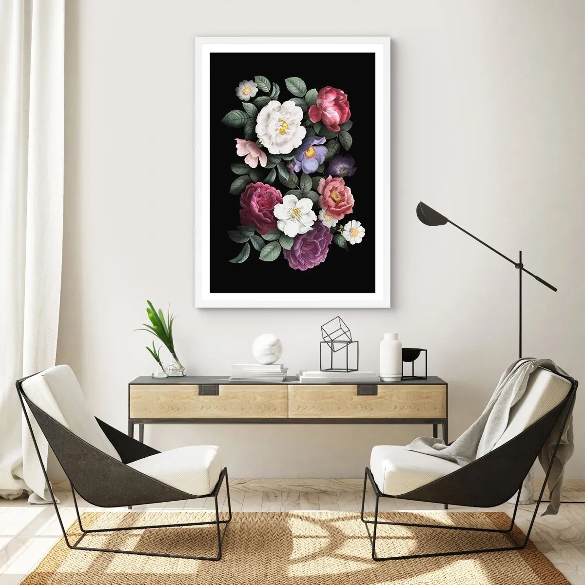 Plakát v bílém rámu - Z anglické zahrady - 50x70 cm