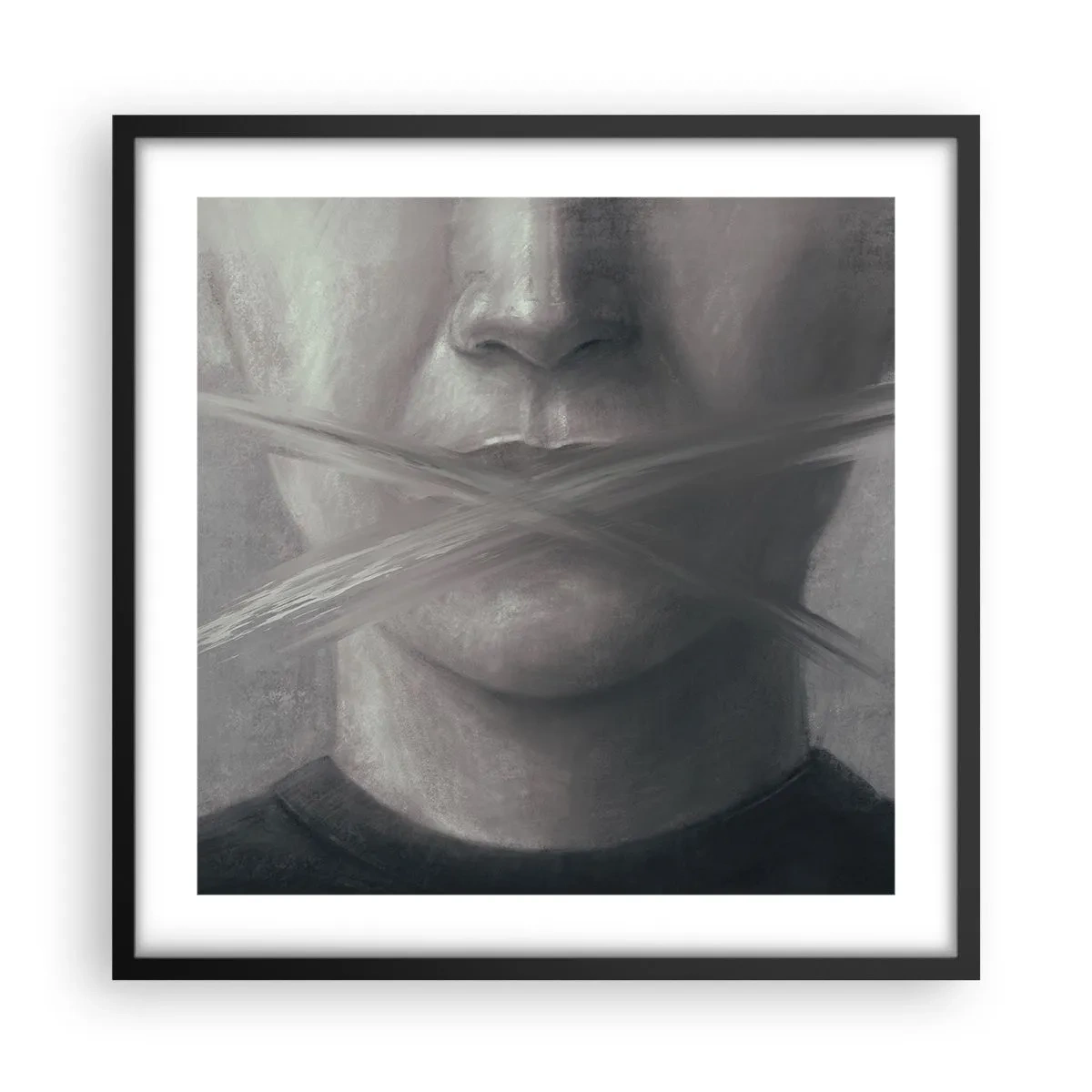 Plakát v černém rámu - Ani slovo - 50x50 cm