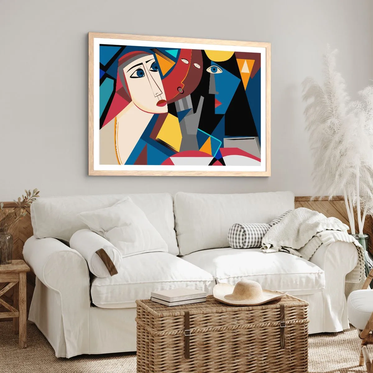 Plakát v rámu světlý dub - Konverzace kubistů - 100x70 cm