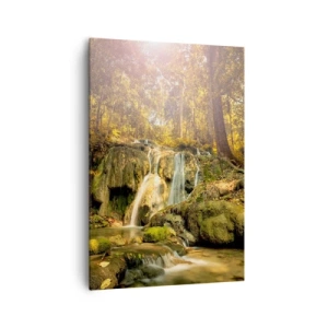 Obraz na plátně - Lesní vodopád v zelené - 70x100 cm