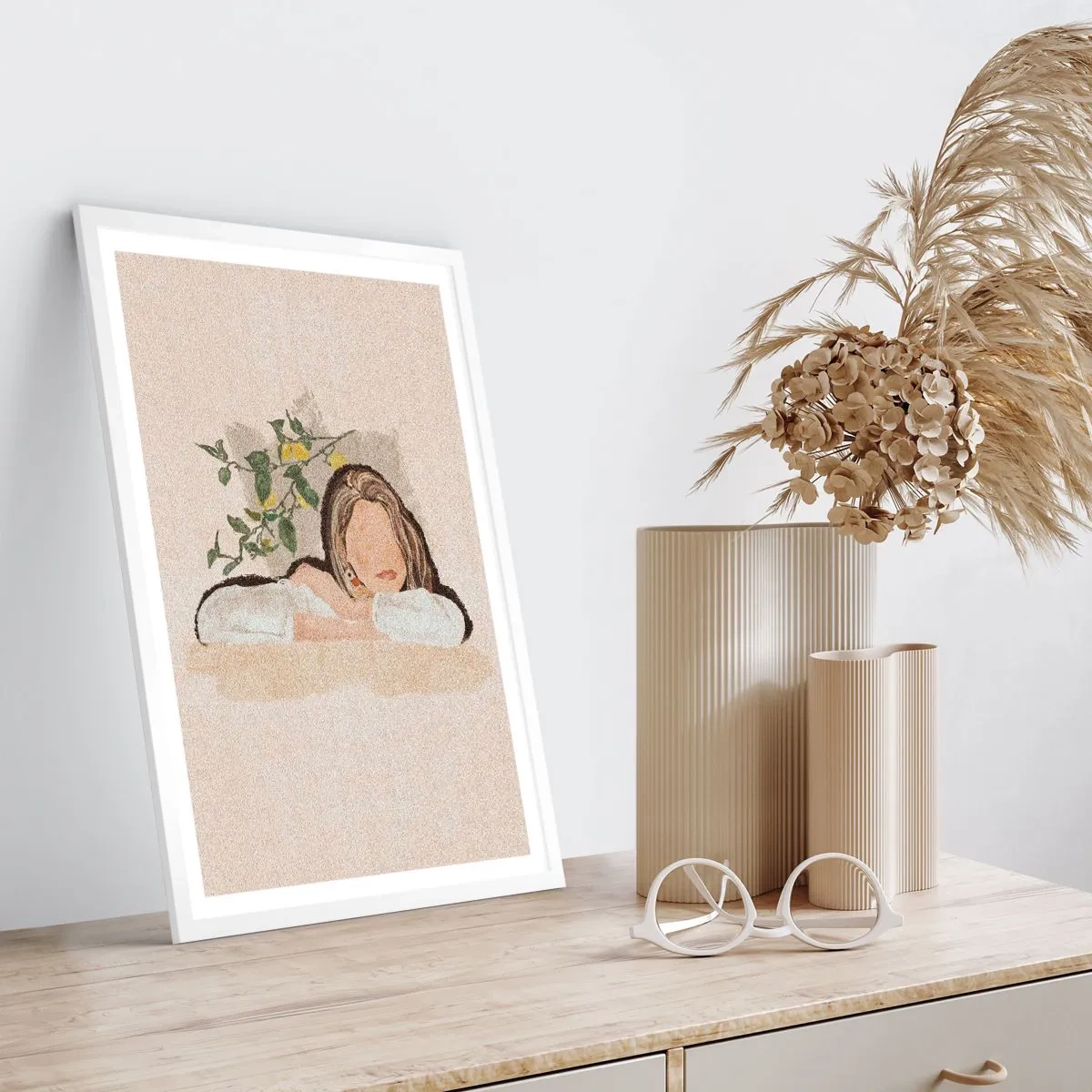 Plakát v bílém rámu - Krasavice z jihu - 50x70 cm