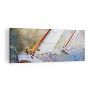 Obraz na plátně - Běžící přes vlny - 100x40 cm