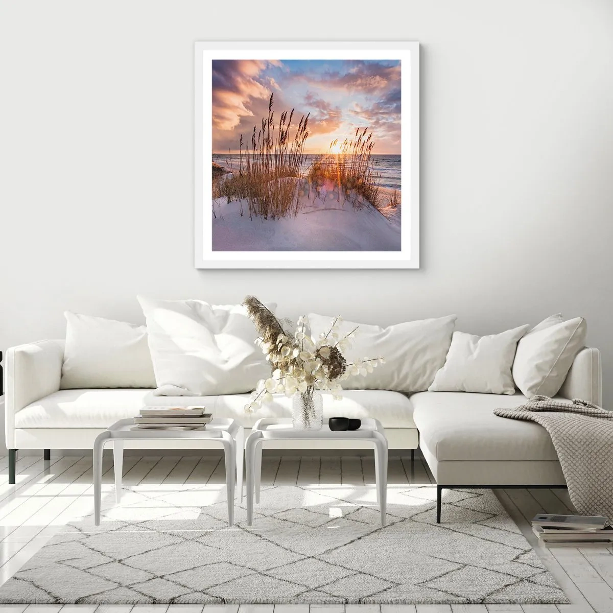Plakát v bílém rámu - Rozloučení se sluncem a větrem - 50x50 cm