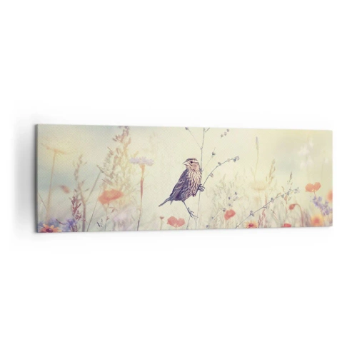 Obraz na plátně - Portrét ptáka s loukou v pozadí - 160x50 cm