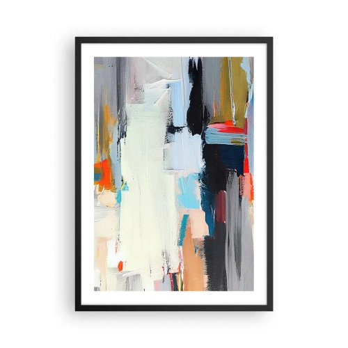 Plakát v černém rámu - Abstraktní barevná kompozice v expresivním stylu - 50x70cm - Nějaký způsob? - Moderní nástěnná dekorace do obývacího pokoje a ložnice ARTTOR