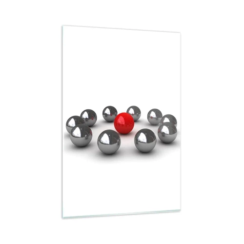 Obraz na skle - Kruh v stříbrné a červené - 80x120 cm