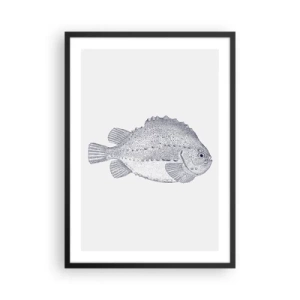 Plakát v černém rámu - Ilustrace vintage ryb na světlém pozadí - 50x70cm - Do alba přírodovědce - Moderní nástěnná dekorace do obývacího pokoje a ložnice ARTTOR
