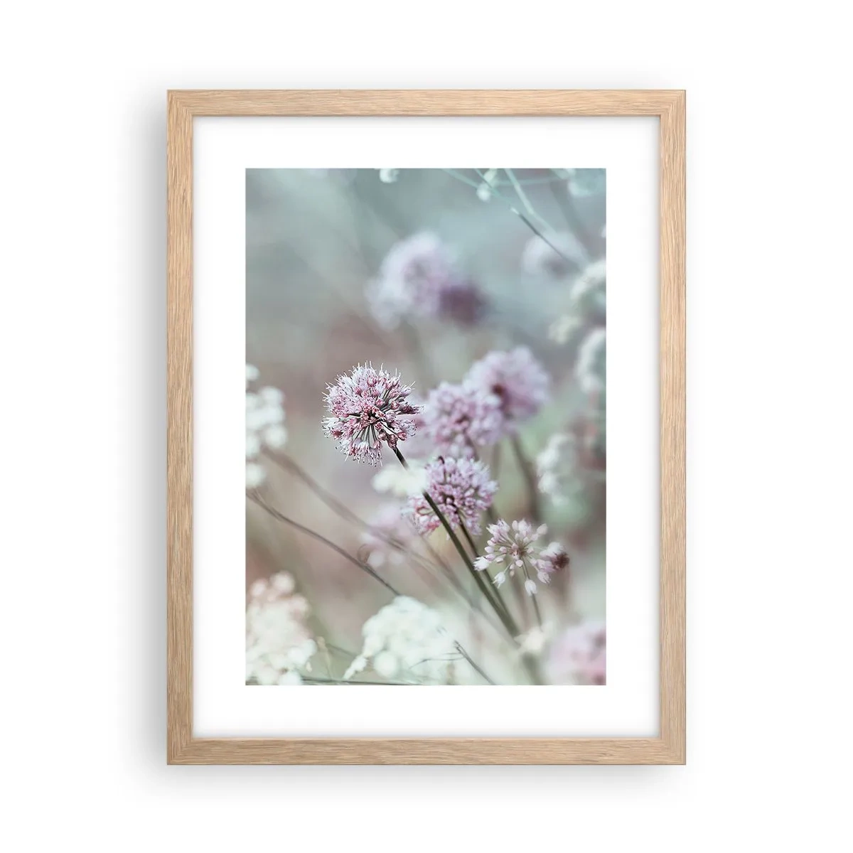 Plakát v rámu světlý dub - Sladké filigrány bylinek - 30x40 cm