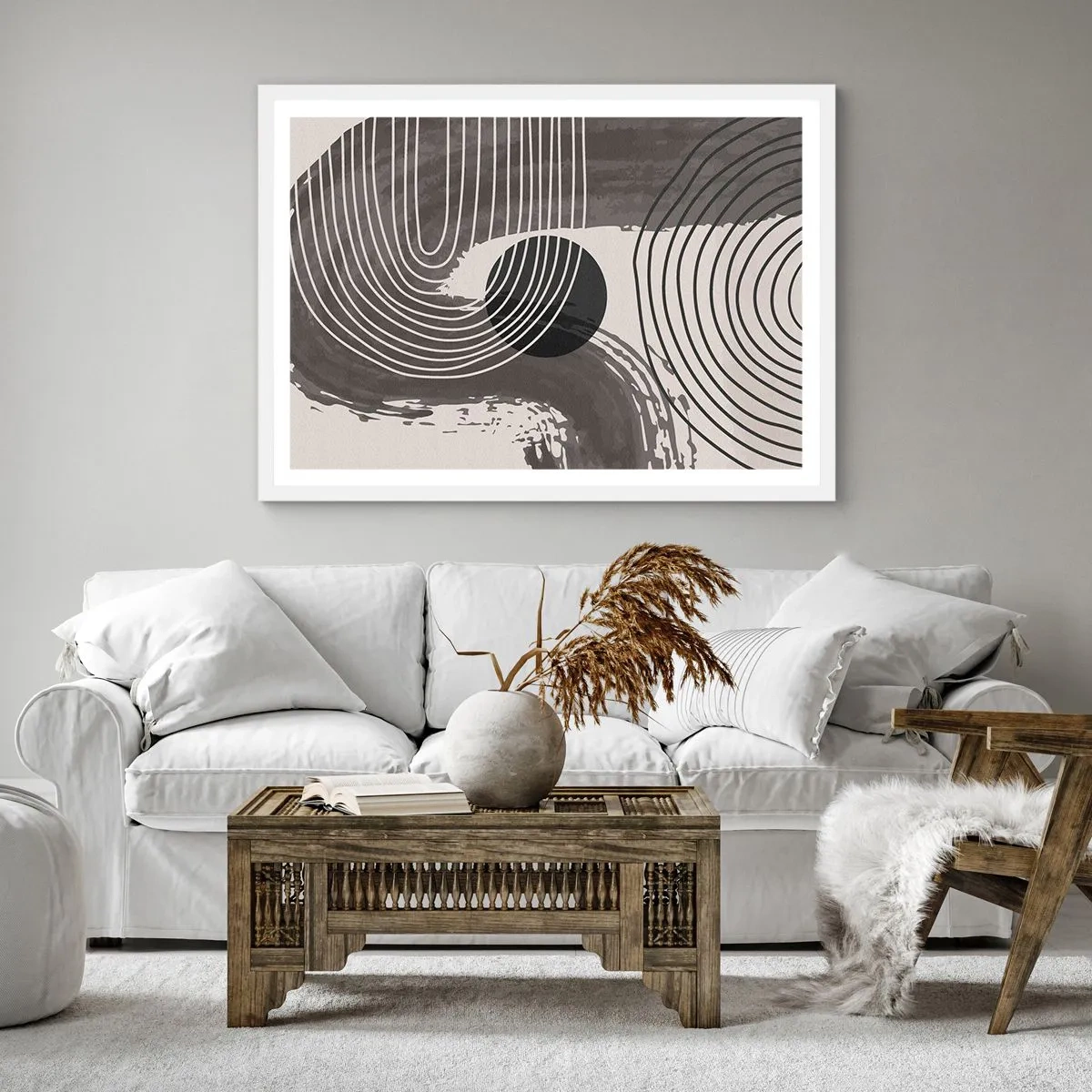 Plakát v bílém rámu - Ovál vítězí - 60x60 cm