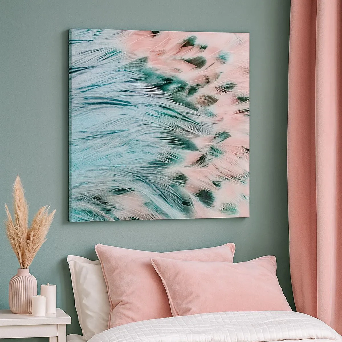 Obraz na plátně - Safírově růžové chmýří - 30x30 cm