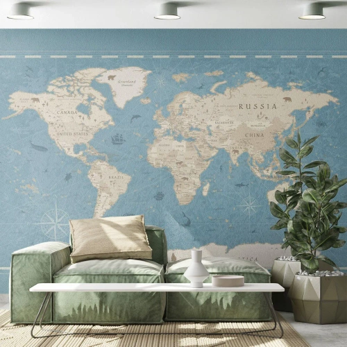 Fototapeta Standard Eco - Svět na dosah ruky - Mapa světa, Vinobraní, grunge - 350x256 cm