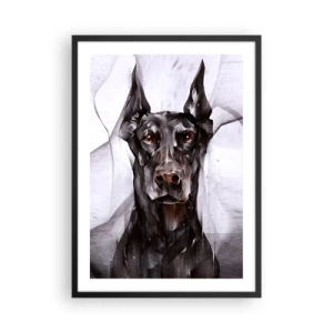 Plakát v černém rámu - Umělecký portrét černého psa v geometrickém stylu - 50x70cm - Z urozeného rodu - Moderní nástěnná dekorace do obývacího pokoje a ložnice ARTTOR