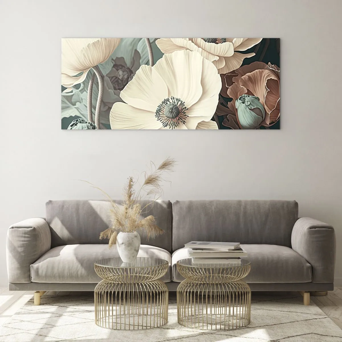 Obraz na skle - Šepot máků - 120x50 cm