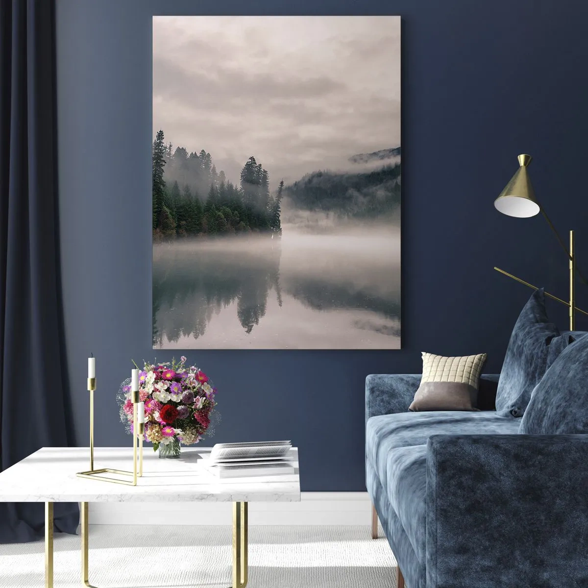 Obraz na skle - V zamyšlení, v mlze - 50x70 cm