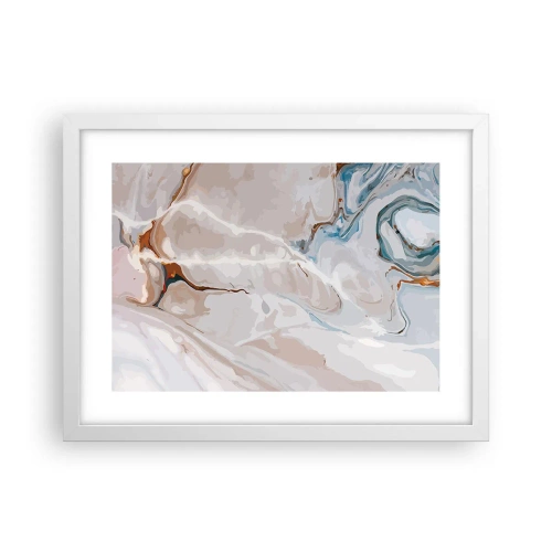 Plakát v bílém rámu - Modré meandry pod bílou - 40x30 cm