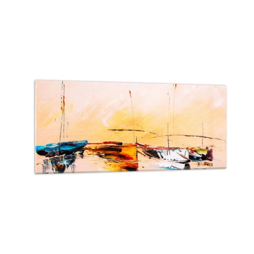 Obraz na skle - Večer v přístavu - 120x50 cm